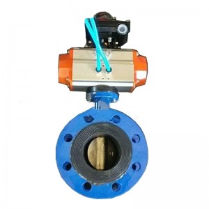 Pneumatic butterfly valve with stainless steel valve plate and soft sealing gasket, flange connection